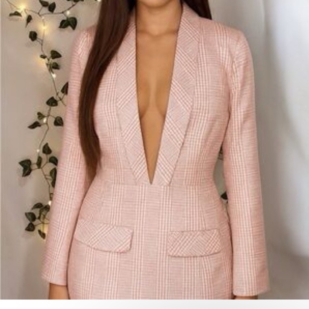 MWT Choosy Pink Plaid Tuxedo Blazer Dress | Size 0 | Structured One-Piece Suit